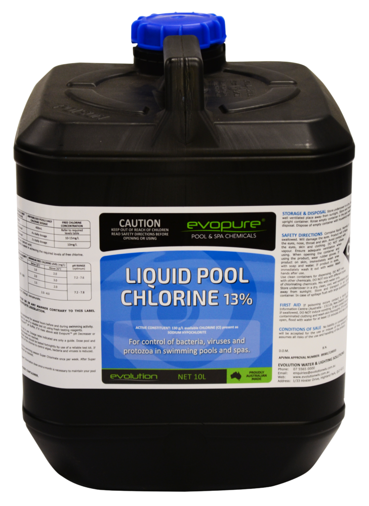 Liquid Pool Chlorine 13% - Evolution Water and Lighting Solutions